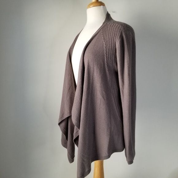 Velvet Gray 100% Cashmere Draped Open Front Long Sleeve Cardigan Size S - Picture 5 of 12